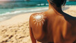 © May Chanikran - young woman with sun block creme on beach