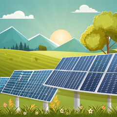 solar panel generation with green agriculture farm.environment and ecology.clean energy power