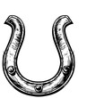 horse shoe engraving black and white outline
