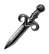 antique sword engraving black and white outline