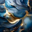 Blue and golden liquid texture. 3d rendering. 3d illustration.