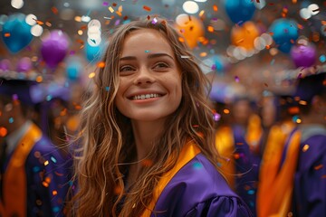 Celebratory Scene of Graduates in Elegant Gowns Amidst Festive Atmosphere