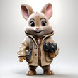 Rabbit with a camera in his hands. 3D illustration.