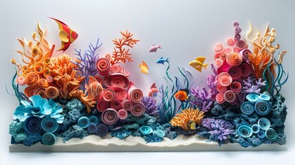 Wall Mural - The sea, the art of paper quilling design