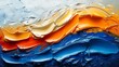 Oil painting abstract design. Orange, gold, blue
