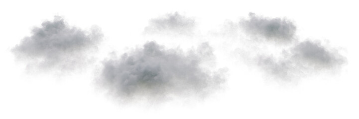 Wall Mural - Group of clouds floating in the sky with isolated on transparent background - PNG file, 3D rendering illustration, Clip art, cut out and sky elements