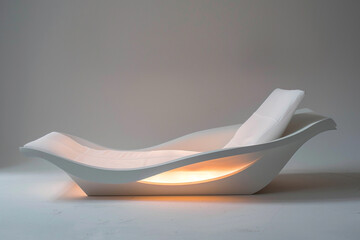 Wall Mural - A contemporary chaise longue with integrated LED lighting, offering ambiance against a white backdrop.