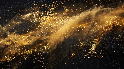 Wall Mural - A stream of gold glitter is falling from the sky