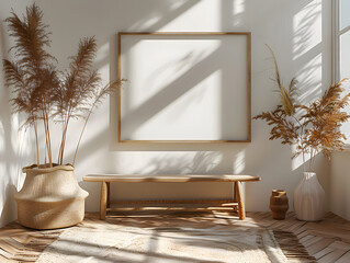 Modern Simplicity: White Frame Mockup as Focal Point in Asian Designer Space