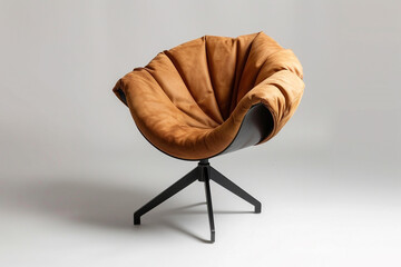 Wall Mural - A compact swivel chair with a foldable design isolated on a solid white background.