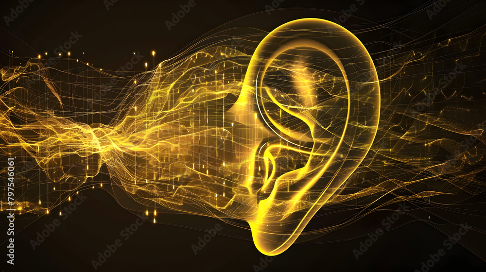 Abstract Background With A Yellow Wave Pattern Representing Sound Waves