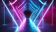 Luminous Labyrinth: Neon Glowing Path in Futuristic Corridor