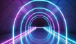 Futuristic Fusion: Purple Blue Neon Path in Reflective Corridor
