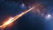 Meteor Streaking Across a Starry Night Sky
