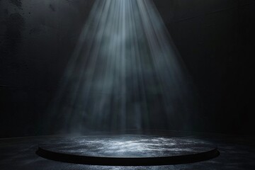 Wall Mural - A black stage with a spotlight shining on it
