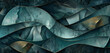 © Liaqat - 3D dark teal wallpaper, antique gold elegance with organic textures.