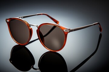 a portrait of blank sunglasses, meticulously styled and photographed against a backdrop that enhance