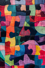 Wall Mural - Colored puzzle pieces come together to form a bright and colorful pattern 