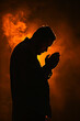 Silhouette of Muslim people praying