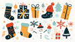 Set of Christmas elements. Cute illustration in flat