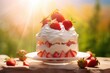 a dessert with strawberries and whipped cream