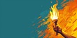 © Denis - ilustration of hand holding the olympic torch, copy space