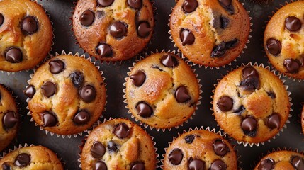 Wall Mural - freshly baked chocolate chip muffins