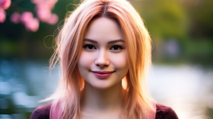 Wall Mural - a woman with blonde hair smiling