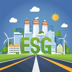 Wall Mural - ESG, green energy, sustainable industry. Environmental, Social, and Corporate Governance concept