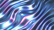 Iridescent chrome wavy gradient fabric abstract background, ultraviolet holographic foil texture, liquid surface, ripples, metallic reflection.