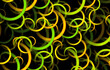 Abstract background 3D with yellow green circle shapes on black, fantastic rings pattern.
