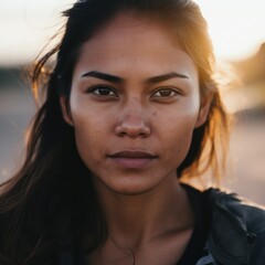 Wall Mural - a woman with long hair and freckles