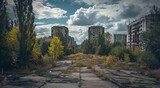 Fototapeta  - Abandoned city in Chernobyl, lost empty buildings.