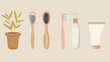 Set of Four Zero Waste durable and reusable hygiene illustration