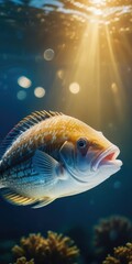 Wall Mural - sole fish underwater background
