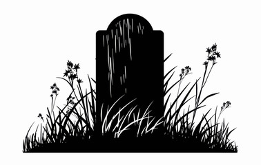 Wall Mural - a black and white silhouette of a grave