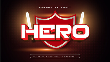 Wall Mural - White brown and red hero 3d editable text effect - font style