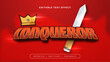 Red yellow and white conqueror 3d editable text effect - font style