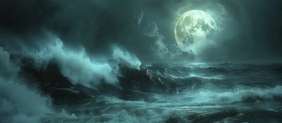 Wall Mural - As the night deepens, the sea whispers its secrets to those who dare to listen, a melody of love and longing. 