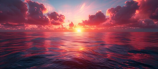Wall Mural - As the sun dips below the horizon, casting hues of pink and gold across the sky, a romantic evening unfolds by the tranquil sea. 