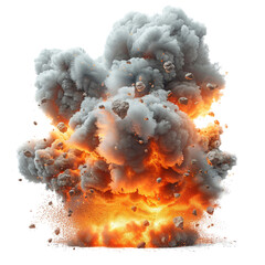 exploding shrapnel: fiery cloud on a transparent background fire and flames