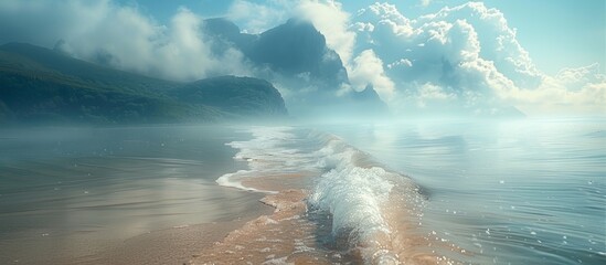 Wall Mural - Moments of silence are filled with the soothing sound of waves, a comforting backdrop to romantic musings. 