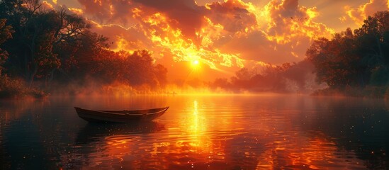 Wall Mural - The sun's final rays dance on the water, a backdrop for whispered promises and stolen glances. 