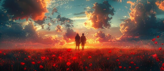 Wall Mural - Two souls find solace and connection, lost in the beauty of the moment and the promise of tomorrow. -