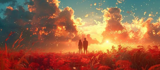 Wall Mural - Two souls find solace and connection, lost in the beauty of the moment and the promise of tomorrow. 