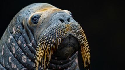 Sticker - A seal with a large, furry mustache on its face