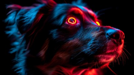 Sticker - A dog with a glowing red eye