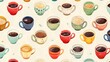 Different cup of coffies pattern