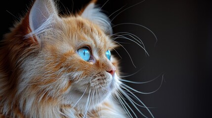 Wall Mural - A cat with blue eyes stares at the camera