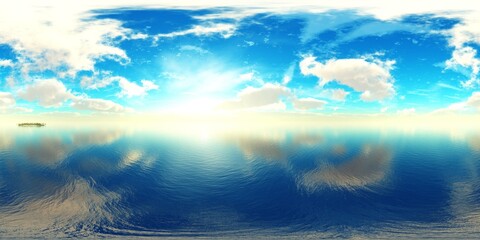 Poster - HDRI, environment map, Round panorama, spherical panorama, equidistant projection, sea sunset
3d rendering